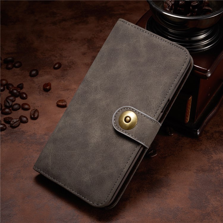 Detachable 2-in-1 Movable PC Case Vintage Leather Wallet Cover for Samsung Galaxy S8 G950 - Grey-2