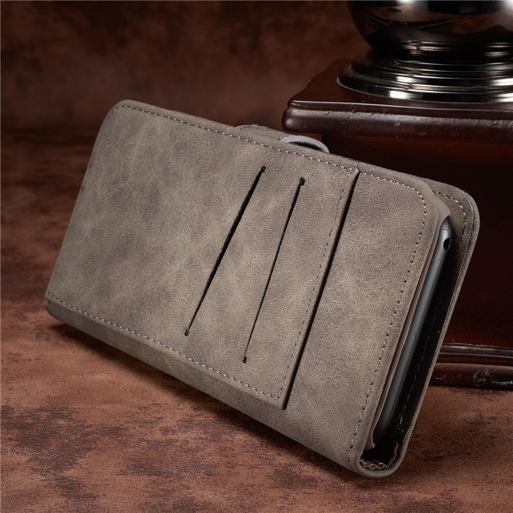 Detachable 2-in-1 Movable PC Case Vintage Leather Wallet Cover for Samsung Galaxy S8 G950 - Grey-4