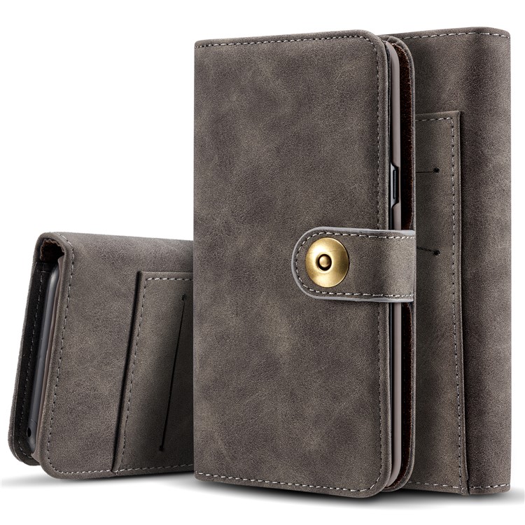 For Samsung Galaxy S8+ G955 Detachable 2-in-1 PC Case Vintage Leather Wallet Cover - Grey-1
