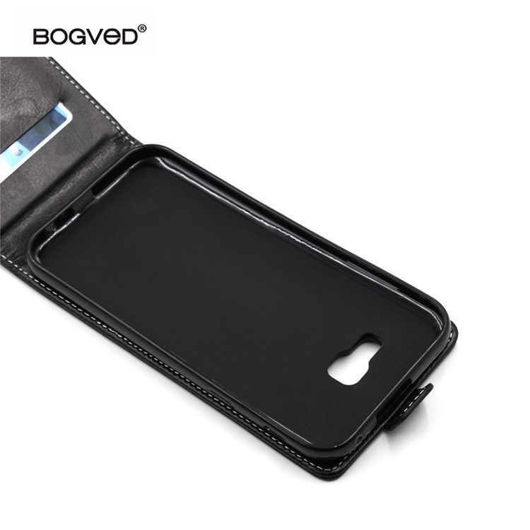 BOGVED Crazy Horse Vertical Flip Card Holder Leather Case for Samsung Galaxy A7 (2017) SM-A720F - Black-4