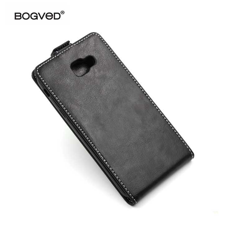 BOGVED Crazy Horse Vertical Flip Card Holder Leather Case for Samsung Galaxy A7 (2017) SM-A720F - Black-5