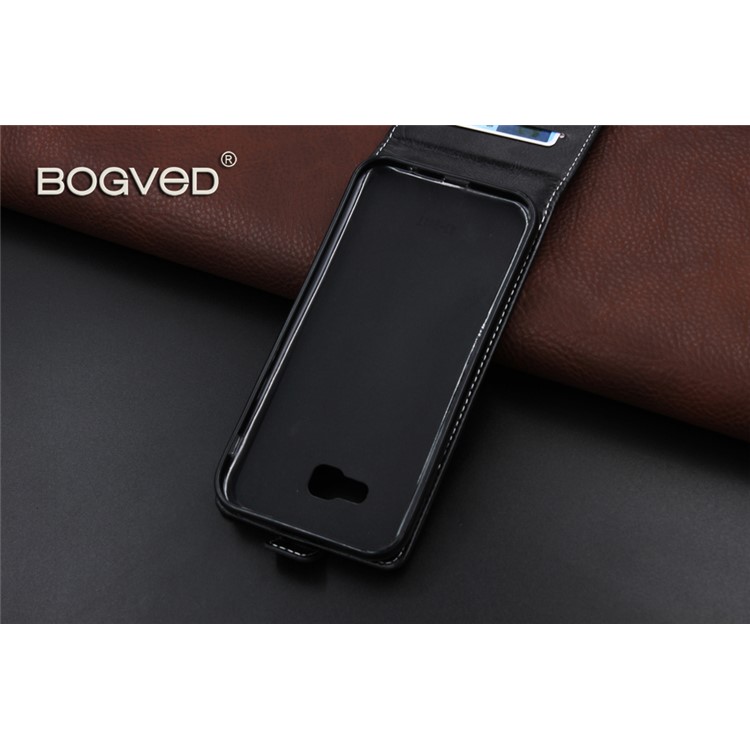 BOGVED Crazy Horse Vertical Flip Card Holder Leather Case for Samsung Galaxy A7 (2017) SM-A720F - Black-8