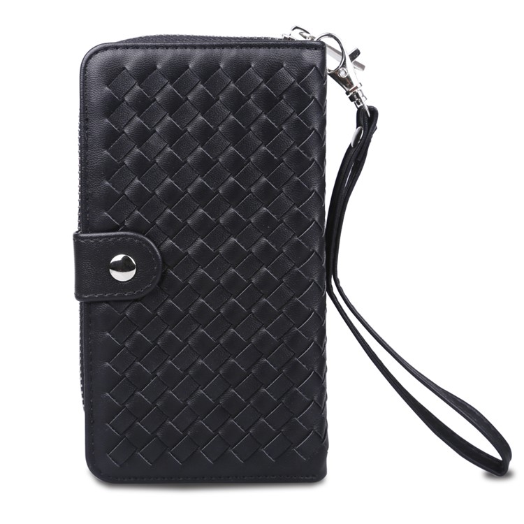 For Samsung Galaxy S8+ G955 Woven Texture Detachable 2-in-1 TPU Zipper Leather Wallet Case - Black-3