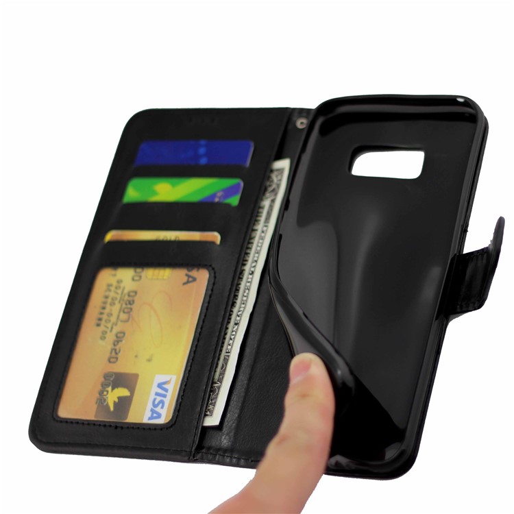 Crazy Horse PU Leather Wallet Stand Phone Case for Samsung Galaxy S8 G9500/G950 - Black-10