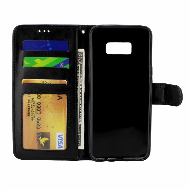 Crazy Horse PU Leather Wallet Stand Phone Case for Samsung Galaxy S8 G9500/G950 - Black-2