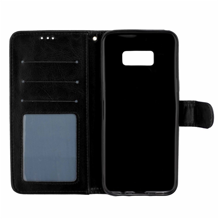 Crazy Horse PU Leather Wallet Stand Phone Case for Samsung Galaxy S8 G9500/G950 - Black-5