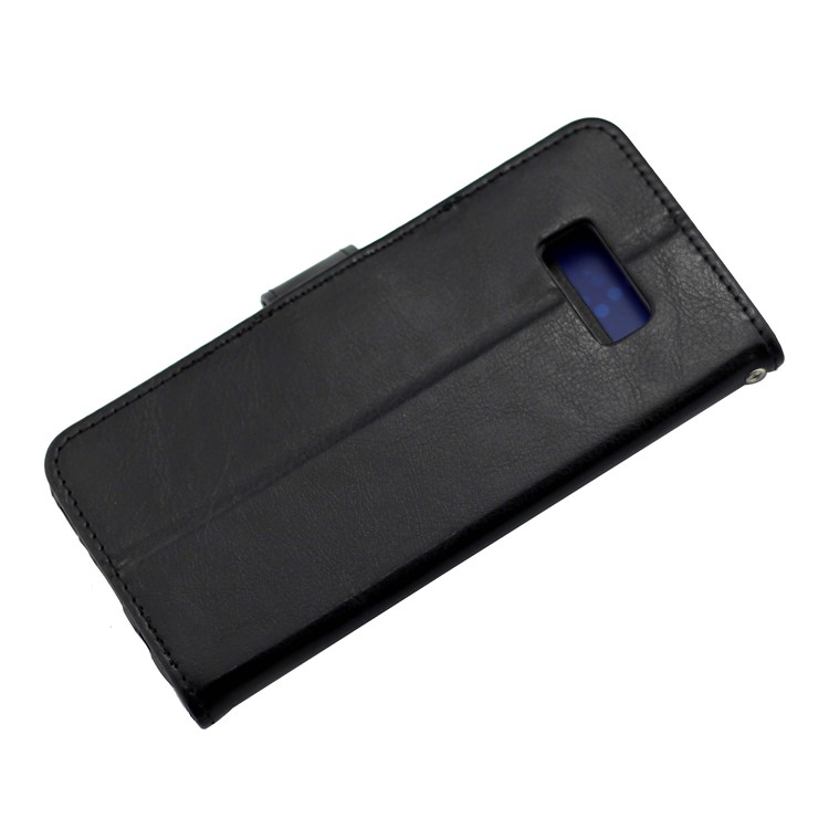 Crazy Horse Leather Wallet Stand Cell Phone Case for Samsung Galaxy S8 Plus G9550/G955 - Black-8