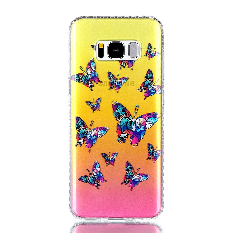 Patterned Inner Rhinestone TPU Case for Samsung Galaxy S8 SM-G950 - Colorized Butterflies-2