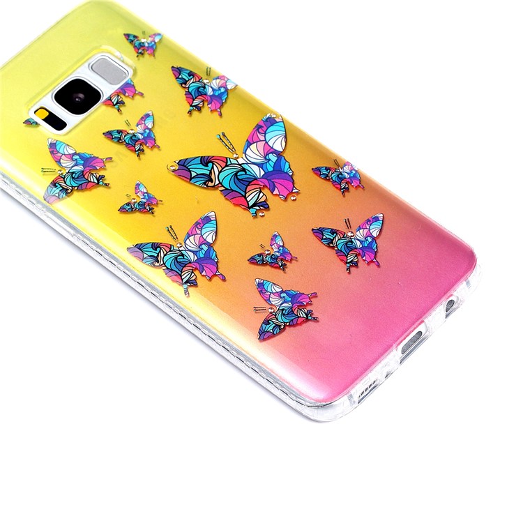 Patterned Inner Rhinestone TPU Case for Samsung Galaxy S8 SM-G950 - Colorized Butterflies-4