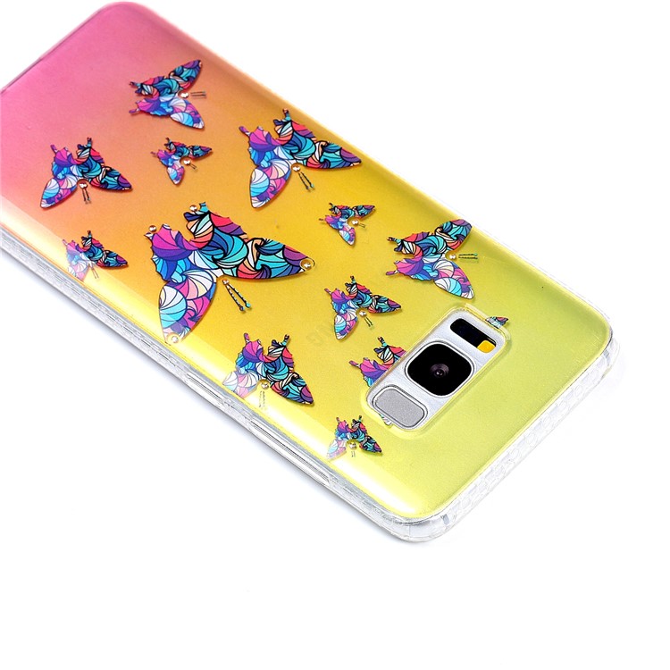 Patterned Inner Rhinestone TPU Case for Samsung Galaxy S8 SM-G950 - Colorized Butterflies-5