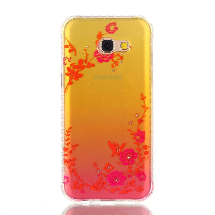 Patterned Inner Rhinestone TPU Gel Case for Samsung Galaxy A3 (2017) - Vivid Flowers-4