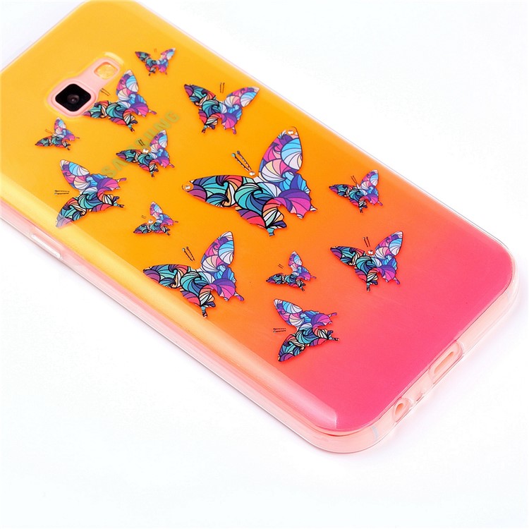 Patterned Inner Rhinestone TPU Case for Samsung Galaxy A7 (2017) SM-A720F - Colorful Butterflies-4