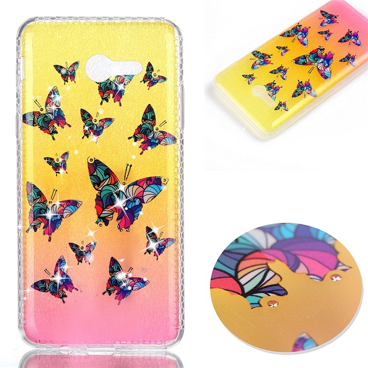 Patterned Inner Rhinestone TPU Case for Samsung Galaxy J3 Emerge/J3 Prime/J3 (2017) - Colorful Butterflies-1