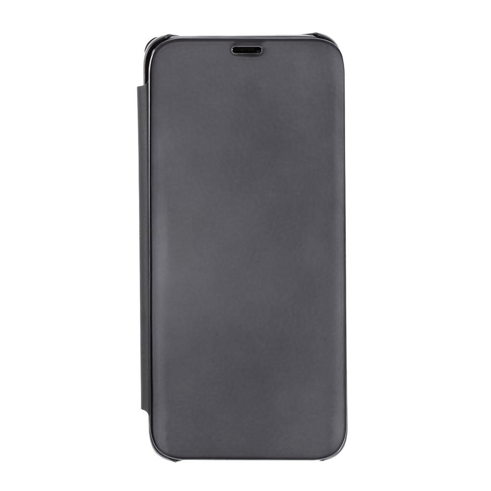 Custodia in pelle con superficie specchiata argentata, finestra di visualizzazione e supporto per Samsung Galaxy S8 G950 - Nero.