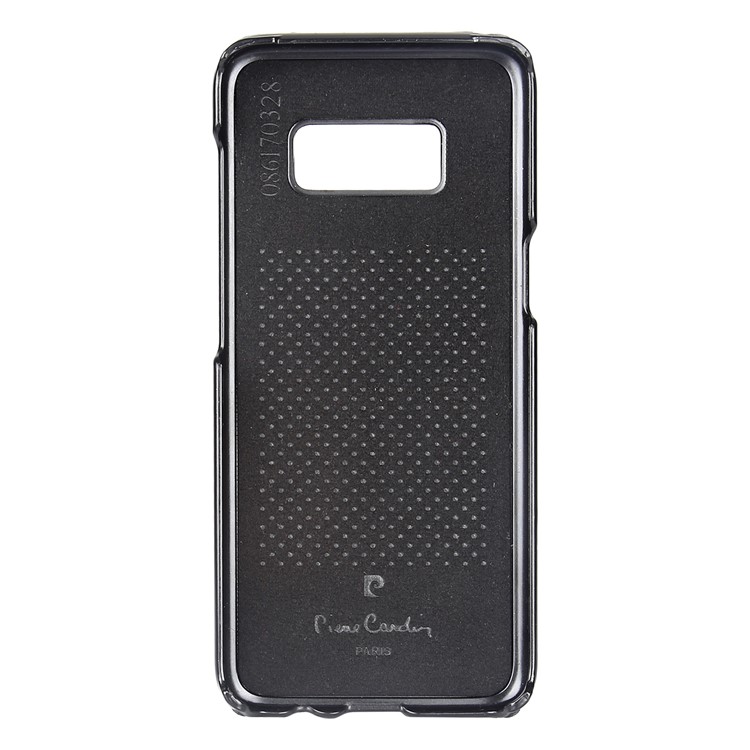 PIERRE CARDIN Stitched Genuine Leather Coated Hard PC Case for Samsung Galaxy S8+ SM-G955 - Black-3