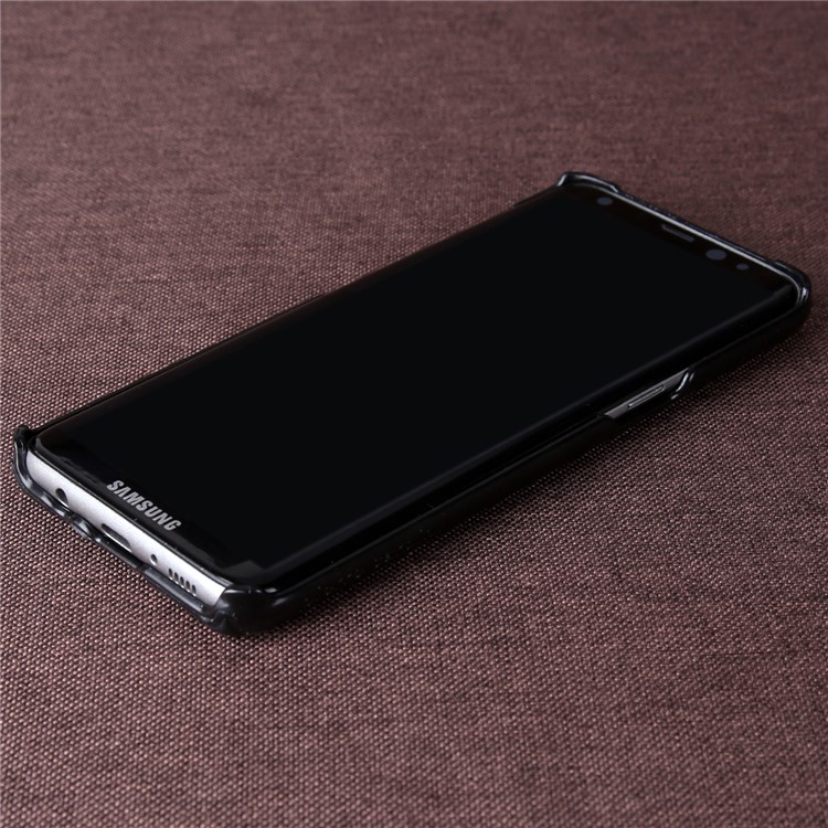 PIERRE CARDIN Stitched Genuine Leather Coated Hard PC Case for Samsung Galaxy S8+ SM-G955 - Black-4