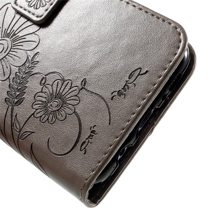 Imprint Butterfly & Flower Leather Wallet Case for Samsung Galaxy S8 Plus G955 - Grey-10