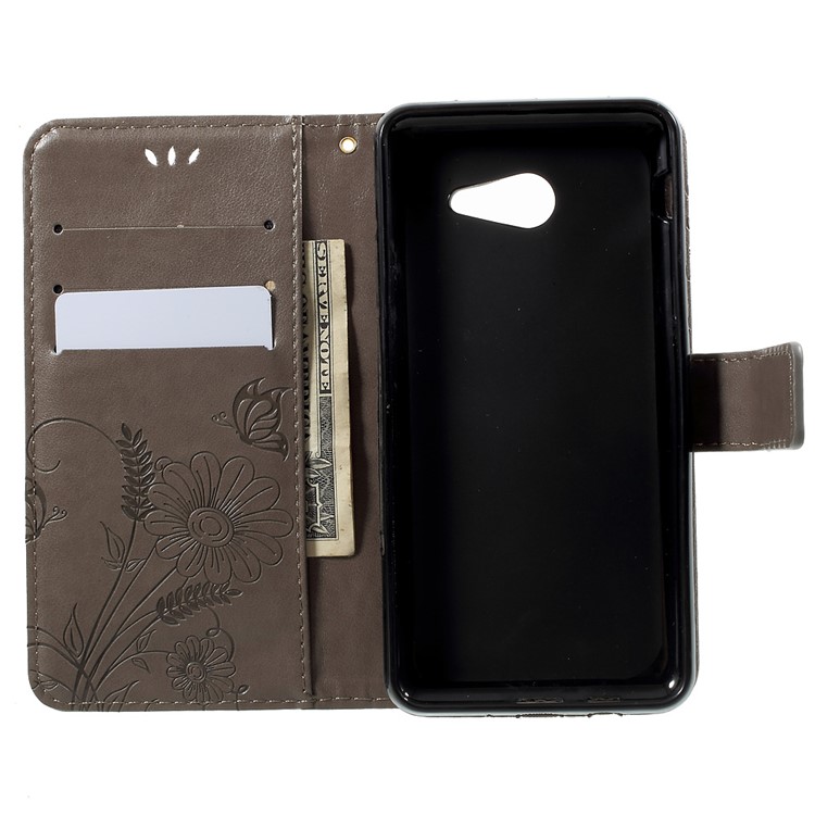 Imprint Butterfly & Flower Leather Stand Cover Case for Samsung Galaxy J5 (2017) - Grey-5