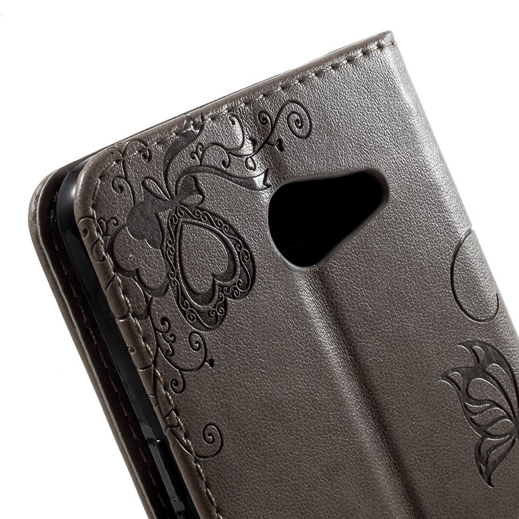 Imprint Butterfly & Flower Leather Stand Cover Case for Samsung Galaxy J5 (2017) - Grey-8