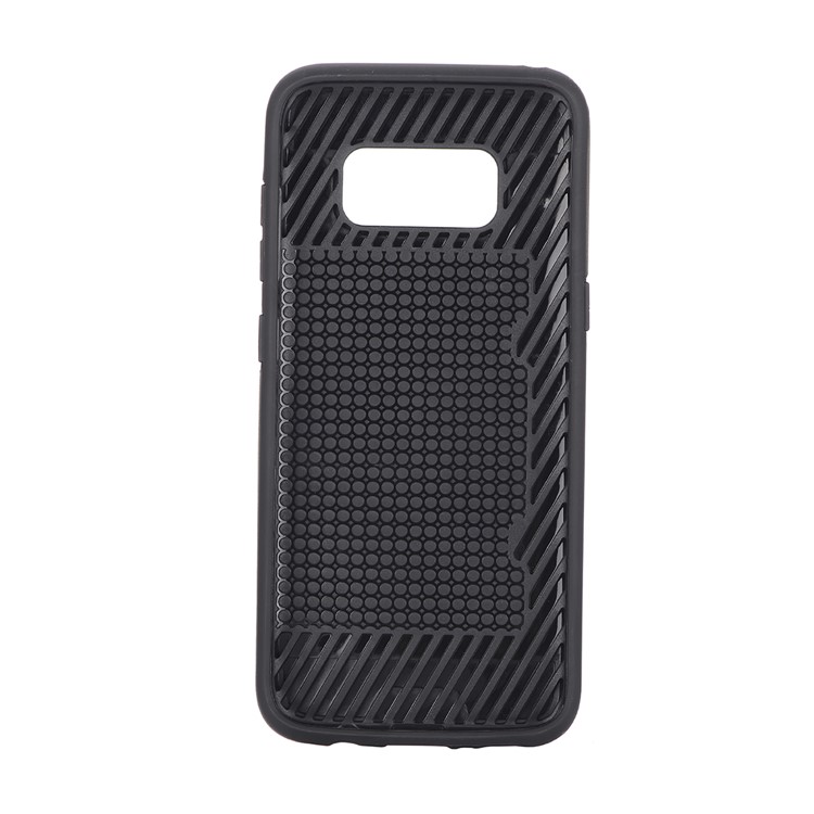 Brushed Plastic + TPU Kickstand Detachable 2-in-1 Card Holder Mobile Phone Cover for Samsung Galaxy S8 SM-G950 - Black-2