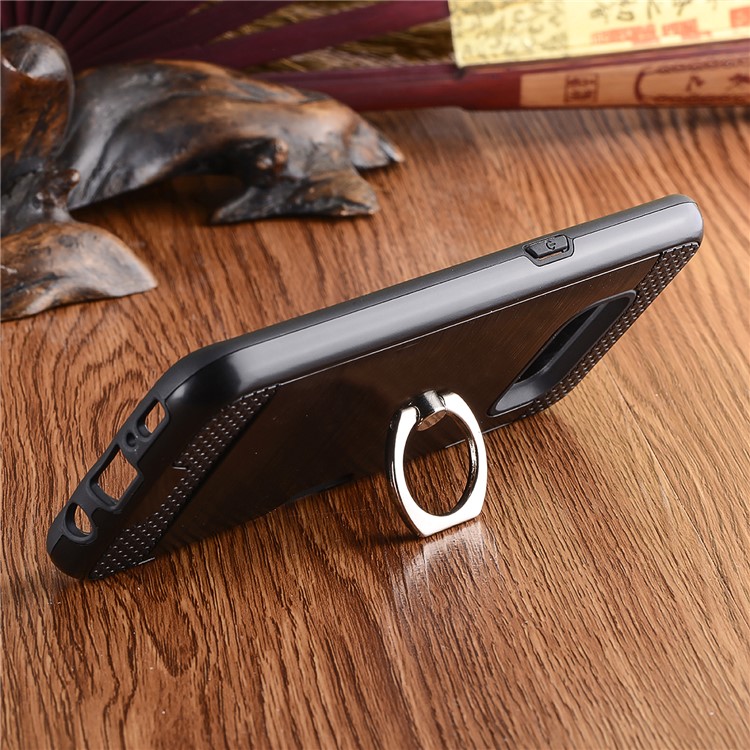 Brushed Plastic + TPU Kickstand Detachable 2-in-1 Card Holder Mobile Phone Cover for Samsung Galaxy S8 SM-G950 - Black-3