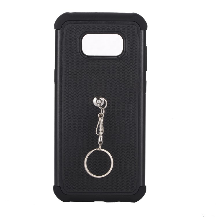Hybrid PC + Silicone Combo Phone for Samsung Galaxy S8+ SM-G955 Football Grain Case with Ring - Black-1
