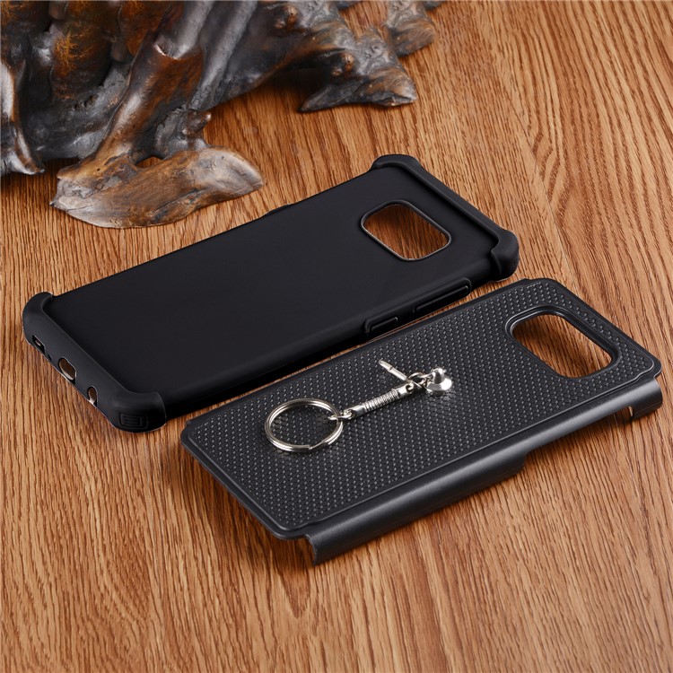 Hybrid PC + Silicone Combo Phone for Samsung Galaxy S8+ SM-G955 Football Grain Case with Ring - Black-3
