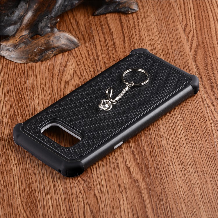 Hybrid PC + Silicone Combo Phone for Samsung Galaxy S8+ SM-G955 Football Grain Case with Ring - Black-5