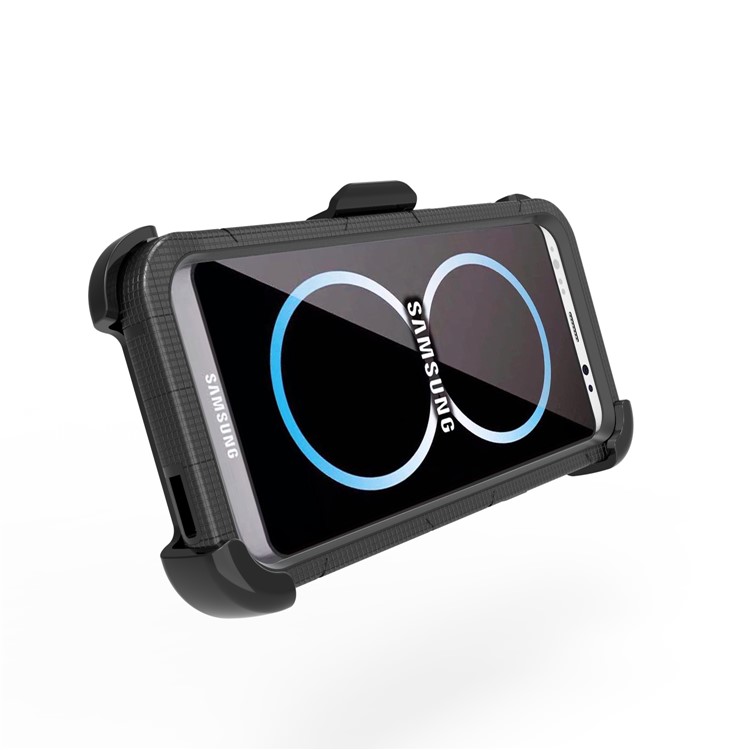 Ring Kickstand Heavy Duty Silicone + PC Hybrid Case with Belt Clip for Samsung Galaxy S8 G950 - Black-12