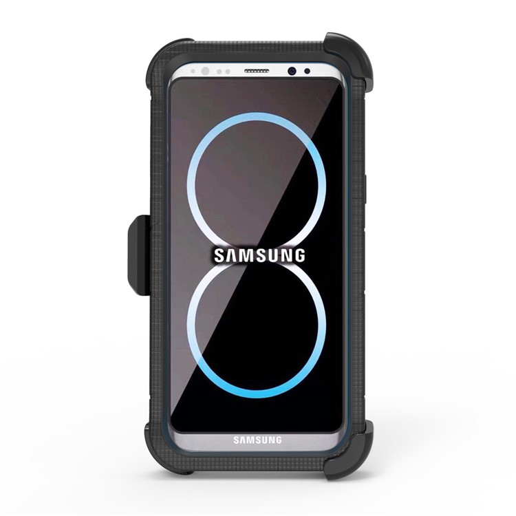 Ring Kickstand Heavy Duty Silicone + PC Hybrid Case with Belt Clip for Samsung Galaxy S8 G950 - Black-14