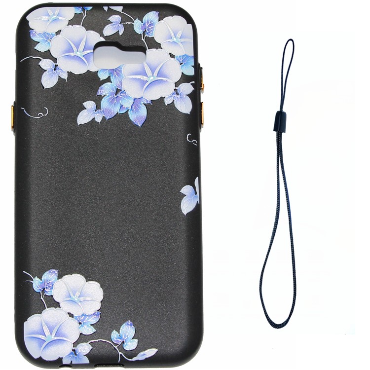 For Samsung Galaxy A5 (2017) SM-A520F Rubberized Embossed Patterned TPU Cover with Electroplating Buttons - Morning Glory-1