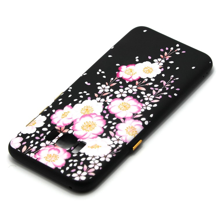 Rubberized Embossed Patterned TPU Cover with Electroplating Buttons for Samsung Galaxy S8 G950 - Sophora Flower-3