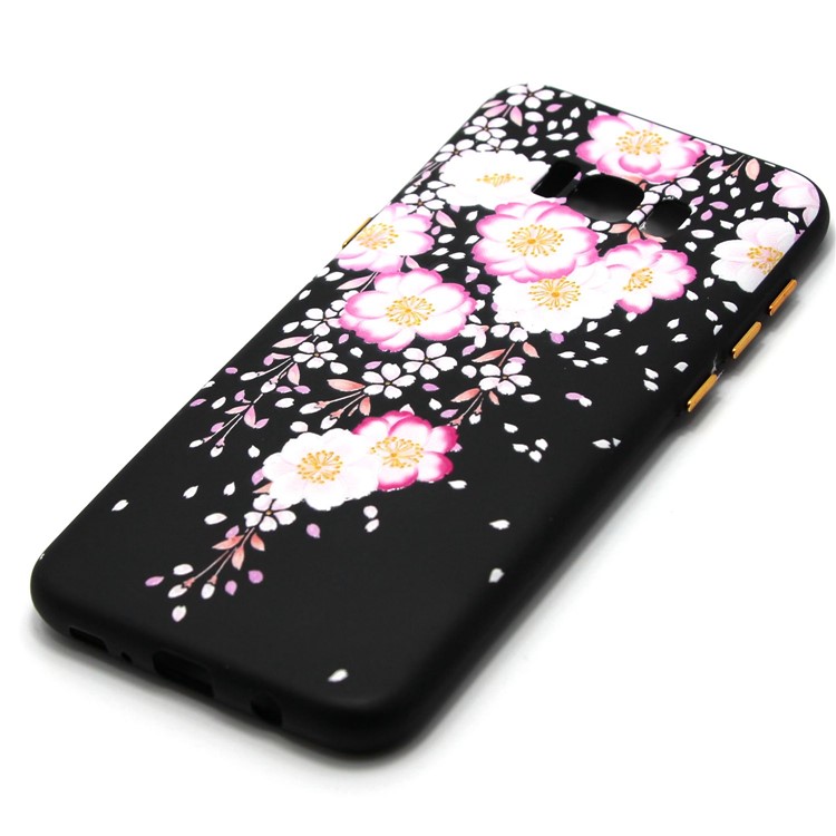 Rubberized Embossed Pattern Printing TPU Case with Electroplating Buttons for Samsung Galaxy S8 Plus SM-G955 - Sophora Flower-2