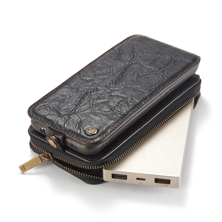 CASEME Movable 2-in-1 Multi-slot Wallet Vintage Split Leather Mobile Case for Samsung Galaxy S8 G950 - Black-17