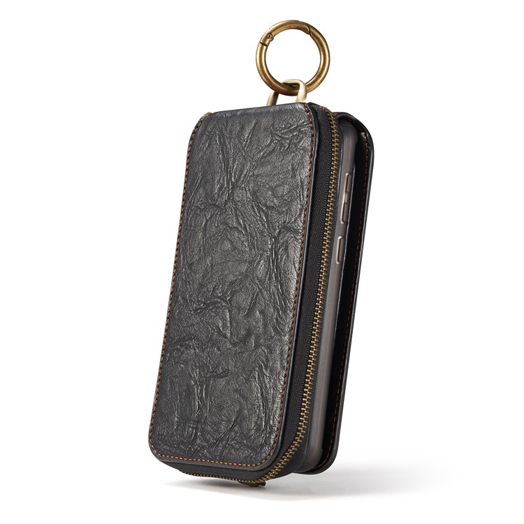 CASEME Movable 2-in-1 Multi-slot Wallet Vintage Split Leather Mobile Case for Samsung Galaxy S8 G950 - Black-25