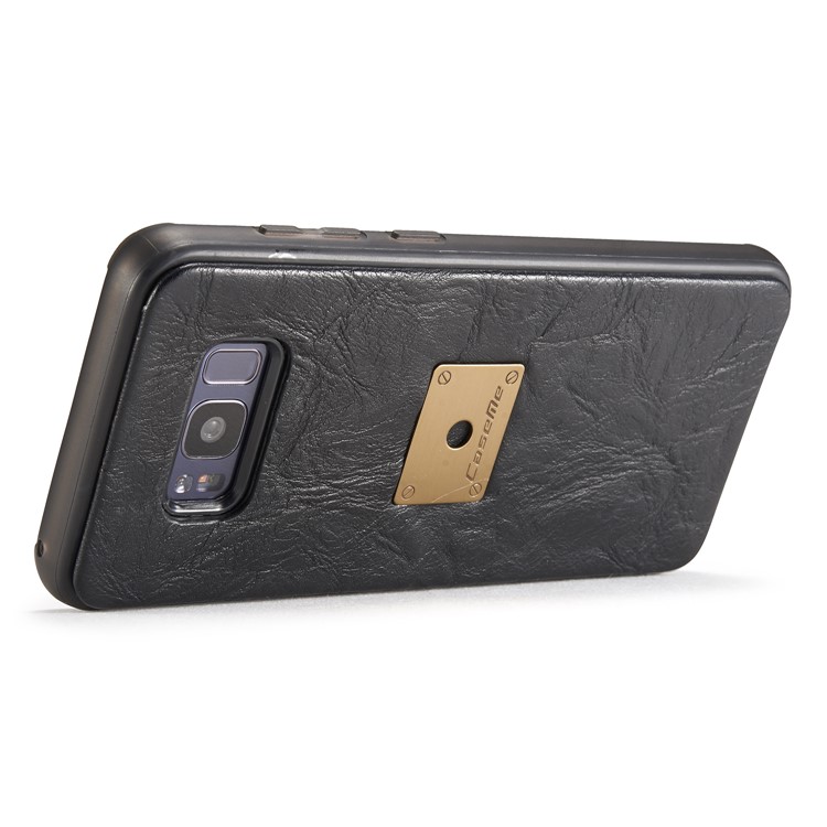CASEME Movable 2-in-1 Multi-slot Wallet Vintage Split Leather Mobile Case for Samsung Galaxy S8 G950 - Black-27