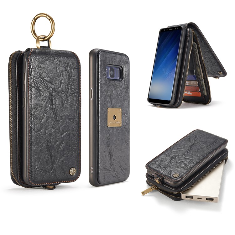 CASEME Movable 2-in-1 Multi-slot Wallet Retro Split Leather Mobile Cover for Samsung Galaxy S8+ G955 - Grey-13