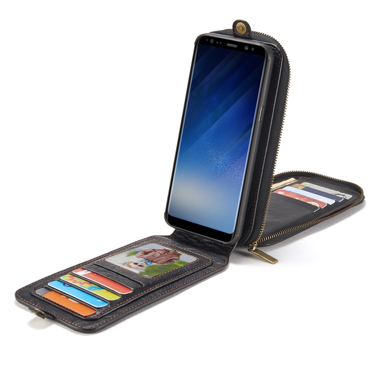 CASEME Movable 2-in-1 Multi-slot Wallet Retro Split Leather Mobile Cover for Samsung Galaxy S8+ G955 - Grey-16