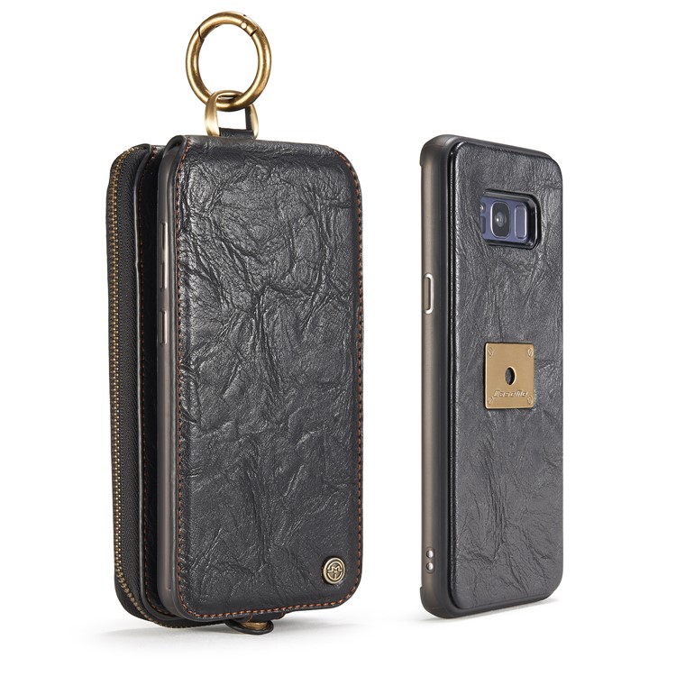 CASEME Movable 2-in-1 Multi-slot Wallet Retro Split Leather Mobile Cover for Samsung Galaxy S8+ G955 - Grey-29