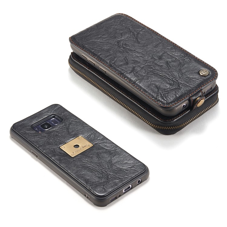 CASEME Movable 2-in-1 Multi-slot Wallet Retro Split Leather Mobile Cover for Samsung Galaxy S8+ G955 - Grey-30