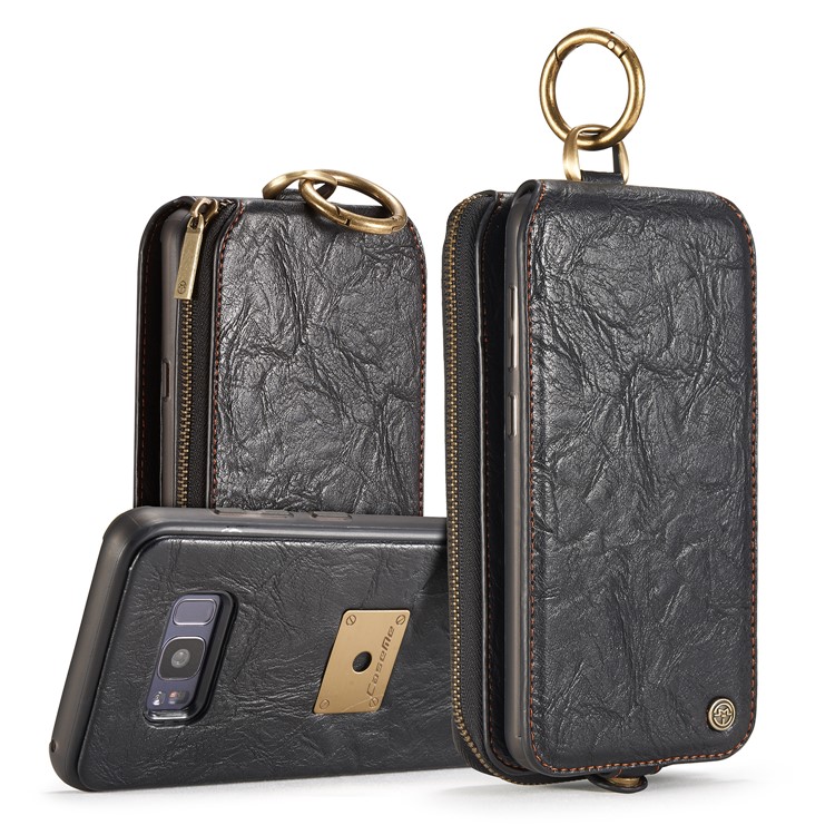 CASEME Movable 2-in-1 Multi-slot Wallet Retro Split Leather Mobile Cover for Samsung Galaxy S8+ G955 - Grey-31
