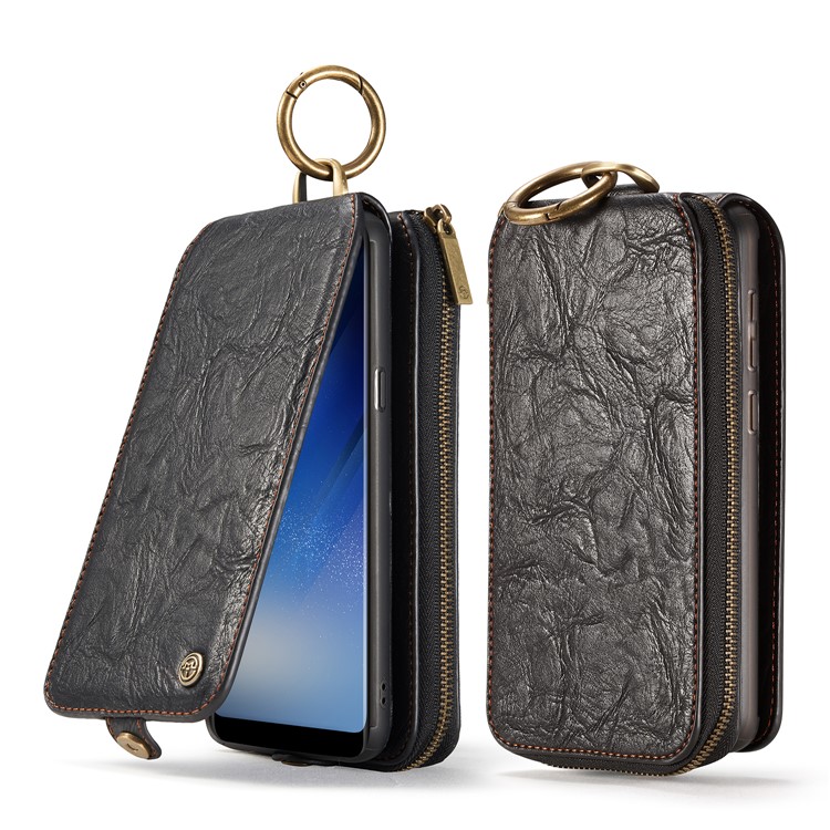 CASEME Movable 2-in-1 Multi-slot Wallet Retro Split Leather Mobile Cover for Samsung Galaxy S8+ G955 - Grey-37