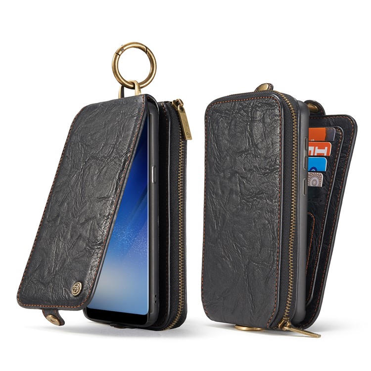 CASEME Movable 2-in-1 Multi-slot Wallet Retro Split Leather Mobile Cover for Samsung Galaxy S8+ G955 - Grey-38