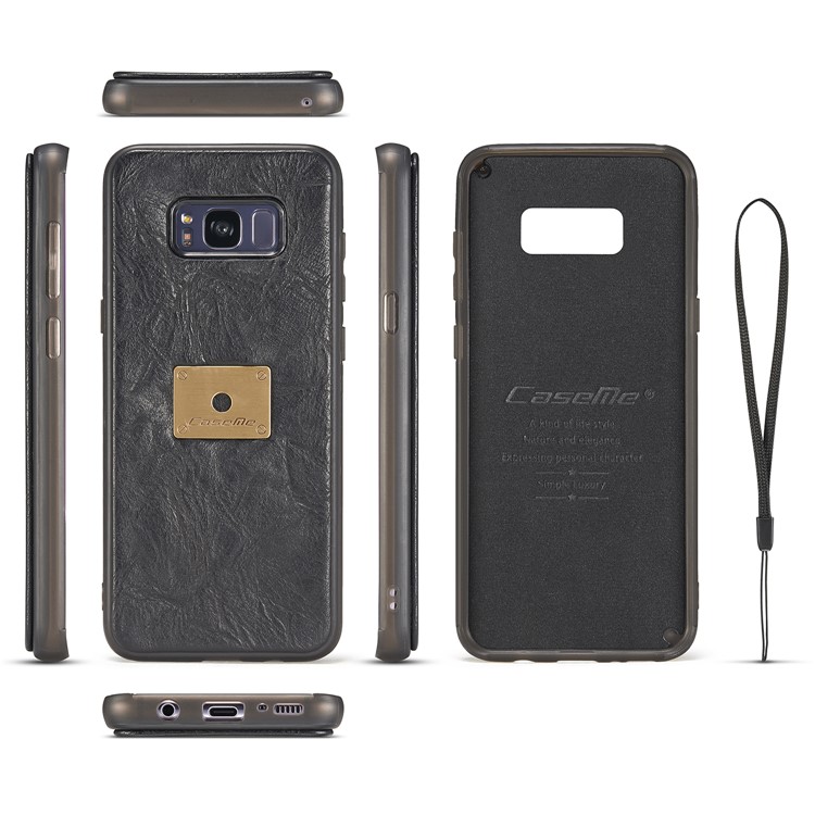 CASEME Movable 2-in-1 Multi-slot Wallet Retro Split Leather Mobile Cover for Samsung Galaxy S8+ G955 - Grey-40