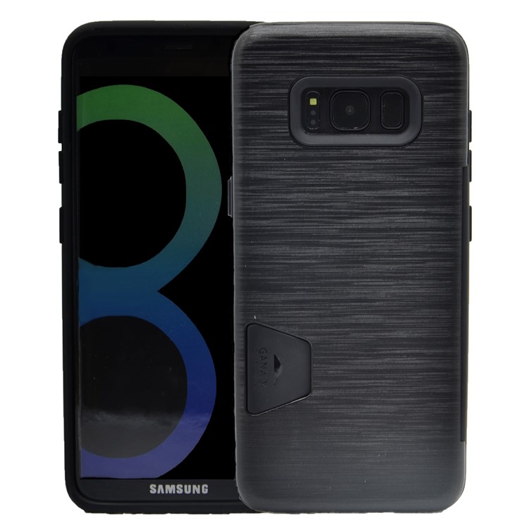 EDIVIA Brushed Plastic TPU Back Case with Card Slot for Samsung Galaxy S8 G950 - Black-1