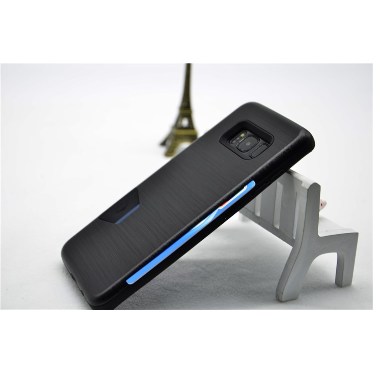 EDIVIA Brushed Plastic TPU Card Slot Mobile Back Case for Samsung Galaxy S8 Plus G955 - Black-3