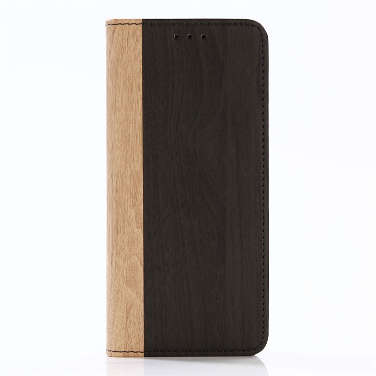 Wood Texture Magnetic Leather Wallet Cover for Samsung Galaxy S8 Plus G955 - Black-1