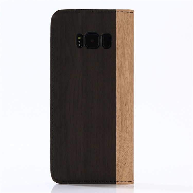 Wood Texture Magnetic Leather Wallet Cover for Samsung Galaxy S8 Plus G955 - Black-2
