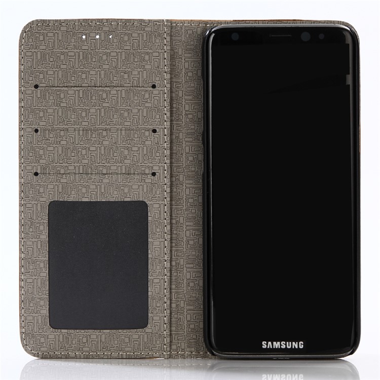 Wood Texture Magnetic Leather Wallet Cover for Samsung Galaxy S8 Plus G955 - Black-3