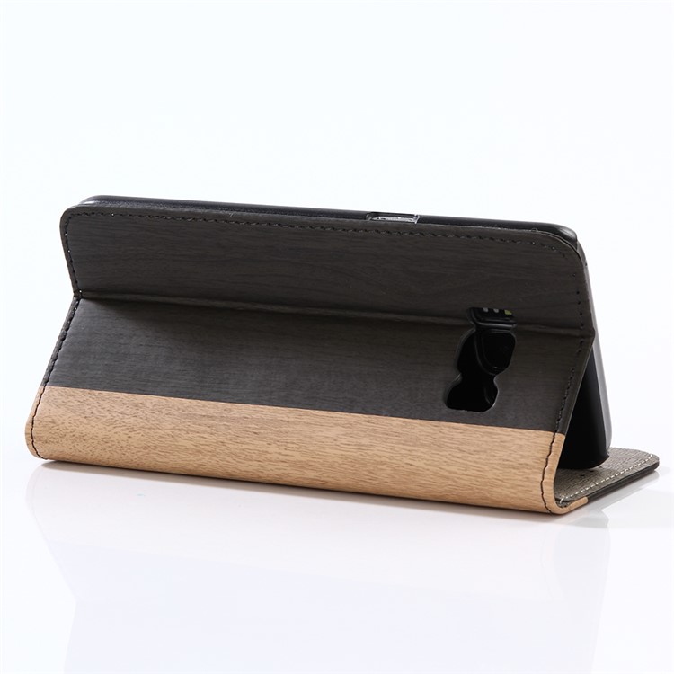 Wood Texture Magnetic Leather Wallet Cover for Samsung Galaxy S8 Plus G955 - Black-4